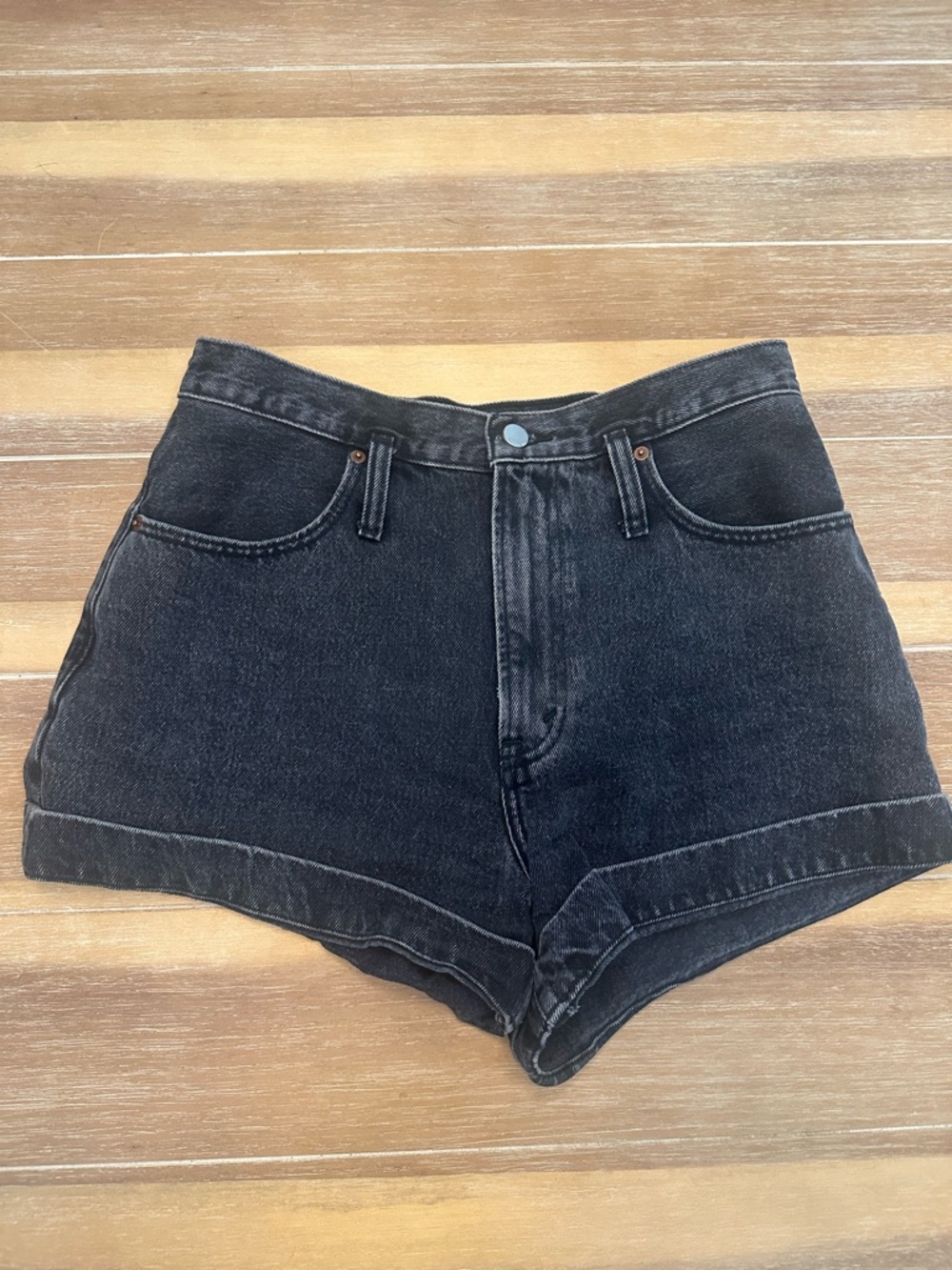 Abercrombie & Fitch Black Cuffed Denim Shorts